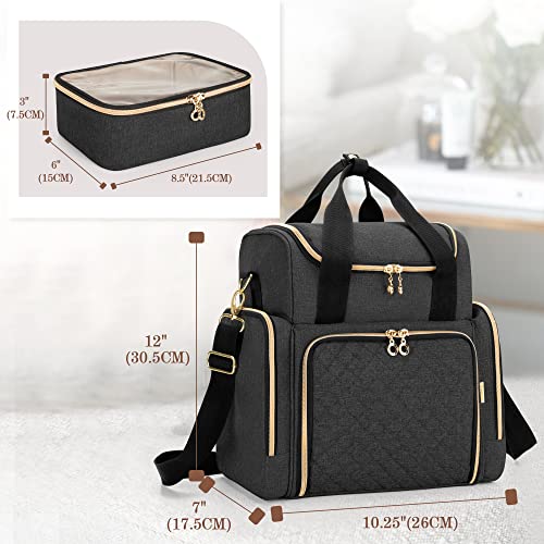 LUXJA Travel Makeup Bag with 2 Removable Cases, Cosmetic Bag with Multiple Storage Sections (Patent Pending), Black by LUXJA - Image 7