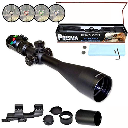 Presma 6-24X50 Hawk Rifle Scope With Red, Green, And Blue Illuminated Rxr Mil-Dot Reticle #TOP5