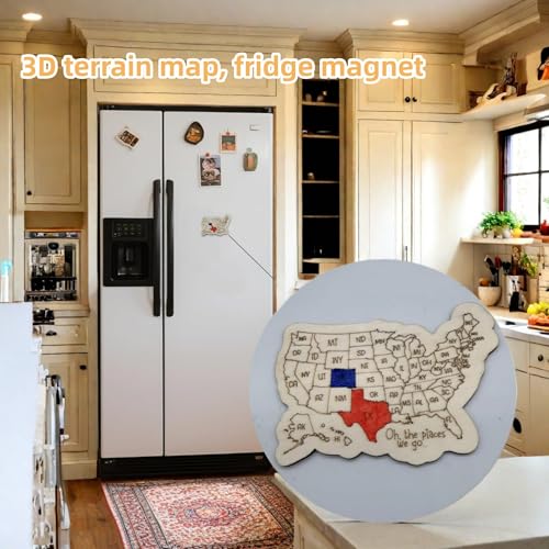 Imán decorativo para refrigerador USA Travel Map de madera miniatura 6