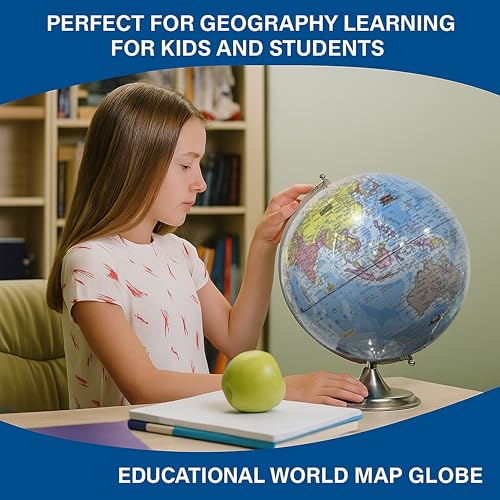 Image of Educational World Globe for stunets and Teachers (Blue /multi, 12 Inch Dia)