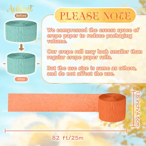 Image of AOBKIAT Fall Colorful Streamers Party Decorations,5 Rolls | Orange Brown Yellow Red Lake Blue Crepe Paper Streamers for Harvest,Thanksgiving,Birthday Wedding Baby Shower,Rustic Party