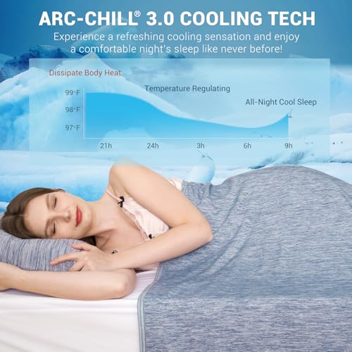 Elegear Revolutionary Cooling Blanket Twin, Absorbs Heat to Keep Body Cool for Night Sweats, Arc-Chill 3.0 Cool Fiber Q-Max>0.5 for Hot Sleepers, Lightweight Summer Cold Blankets for Sleeping, Blue