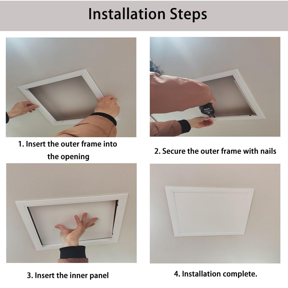 Genérico Panel de Acceso Oculto para Techo Trampilla Pladur 15x15 20x20 30x30 40x40 CM Puerta de Inspección Rectangular de Aluminio Instalación Empotrada(35 cm x 35 cm)
