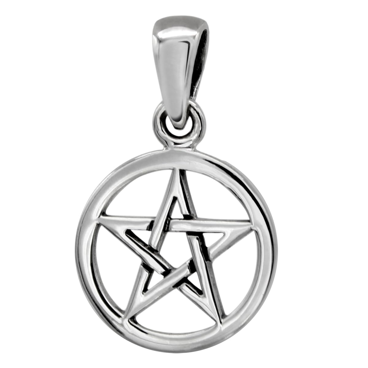 Moonlight Mysteries Small Pentacle Pendant - .925 Sterling Silver Wiccan Pagan Pentagram Jewelry