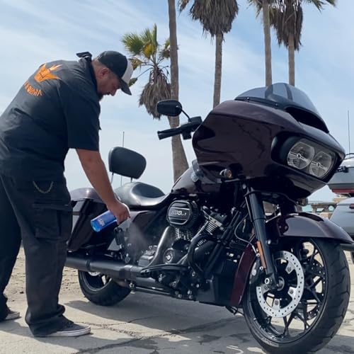 Image of Shinykings Motorcycle Cleaner Wash&Shine 66 | WATERLESS Motorcycle Wash with Ultra Shine Effect | Powerful Detailing Spray for All Surfaces | Motorcycle Cleaning Kit California | 32 fl.oz