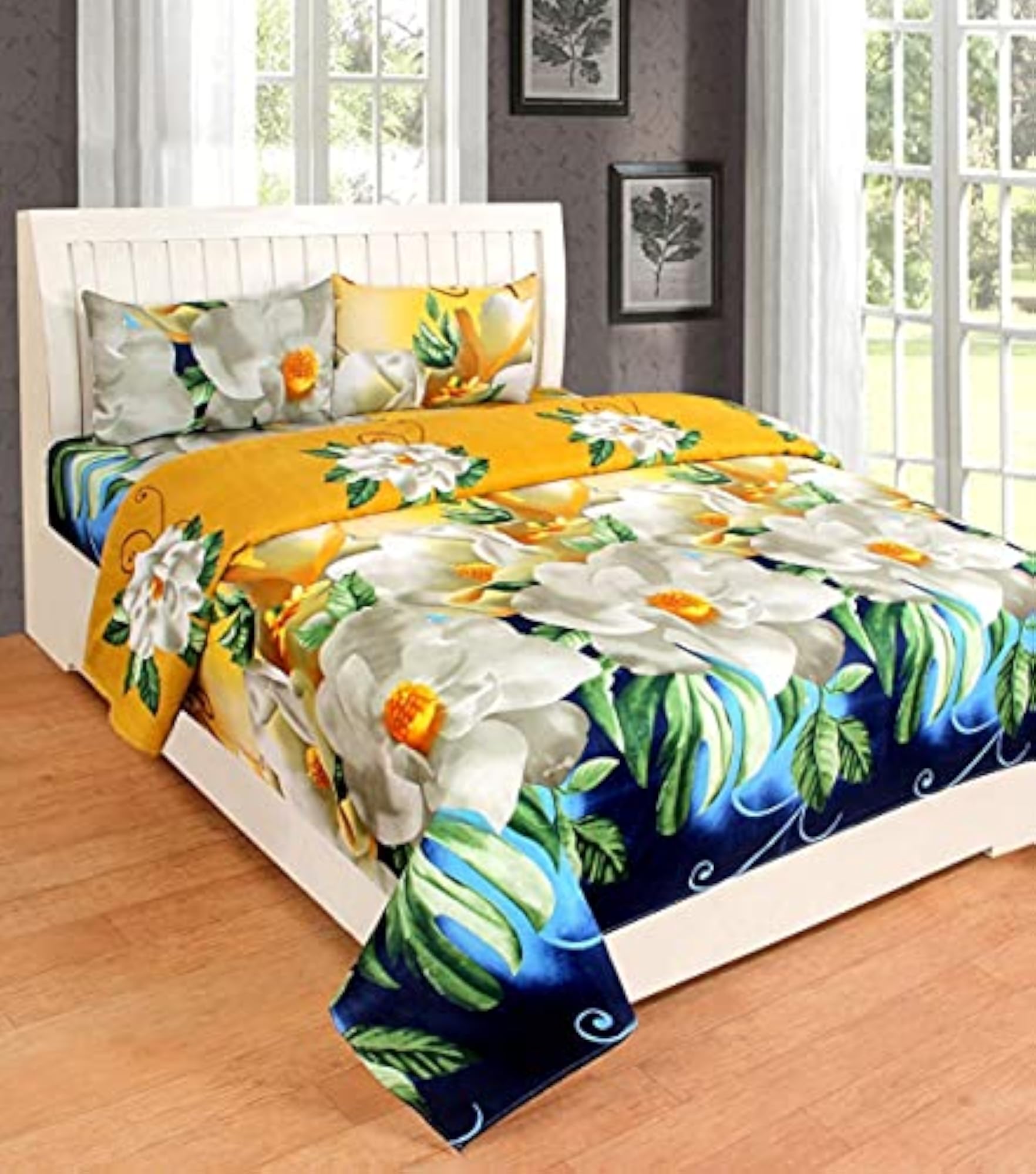 Polycotton Double Bedsheet Pack of 2 with Microfibre Pillow Set