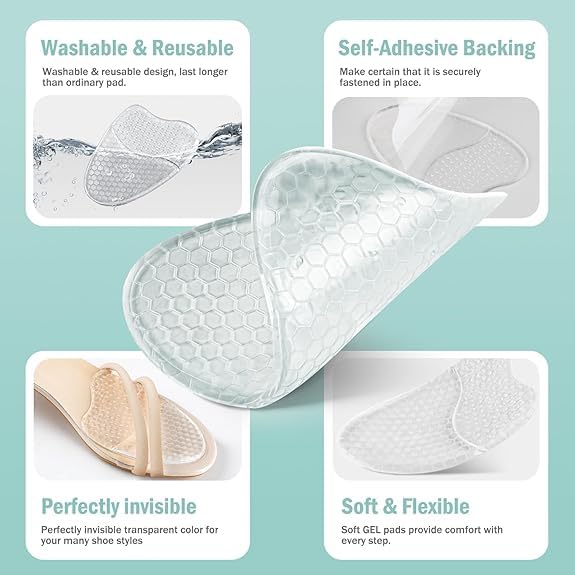 Image of ZAIWOO Metatarsal Pads for Women | Ball of Foot Cushions & High Heel Comfort Pads (1-Pair), Non-Slip Gel Inserts - Pocket-Size Trial Kit