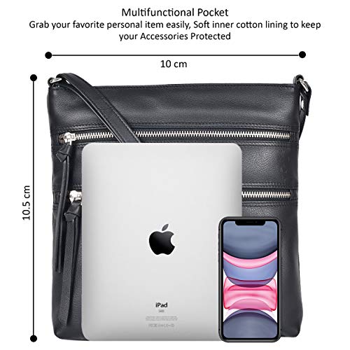 Smooth Black Leather Crossbody Purses and Handbags for Women - Crossover Bags