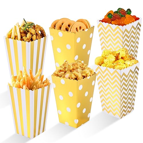 Siumir Lot de 24 sachets à pop-corn dorés - Petits sacs en papier pour fête - Pour soirée cinéma, fête d'anniversaire, Noël