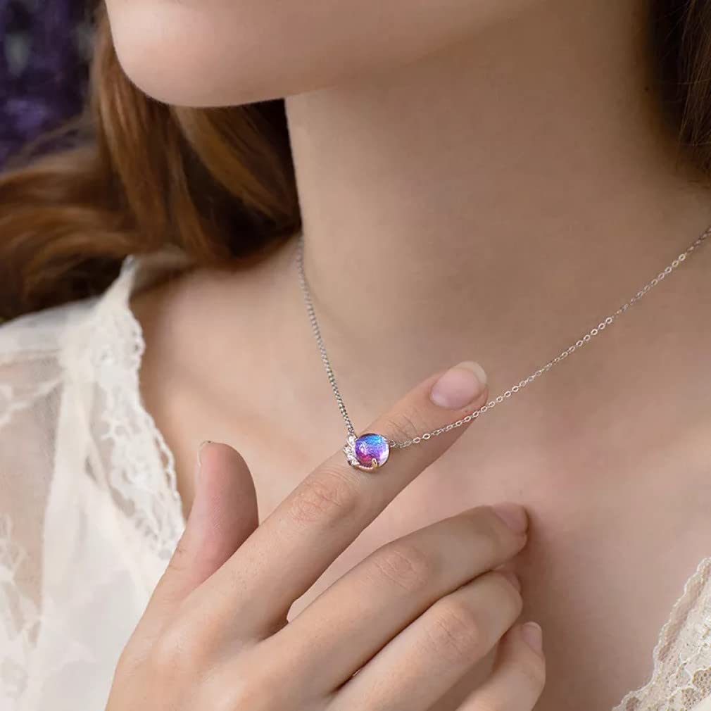 Gargantilla colorida de joyería 925 para mujer, regalo morado