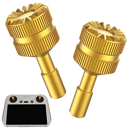 VOLOHAS 2pcs Rocker Joystick Anti-Rutsch für DJI RC Smart Controller für DJI Mini 3/Mini 3 Pro Drohne Aluminium Daumen Mini Joystick Griff für dji Smart Controller Zubehör (Gold) Cover