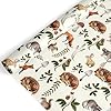 FYSUIMU Woodland Theme Wrapping Paper -Mini Roll- 17 Inch x 32.8 Ft Vintage Forest Animal Mushroom Gift Wrap Paper Art Paper for Birthday Baby Shower DIY Craft