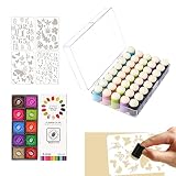 Caneem Éponge de Peinture au Doigt | Ensemble d'éponges à Dessin Artisanales - Kit de Peinture au Doigt Aquarelle, 40 applicateurs avec tampons encreurs et modèles de 20 Couleurs