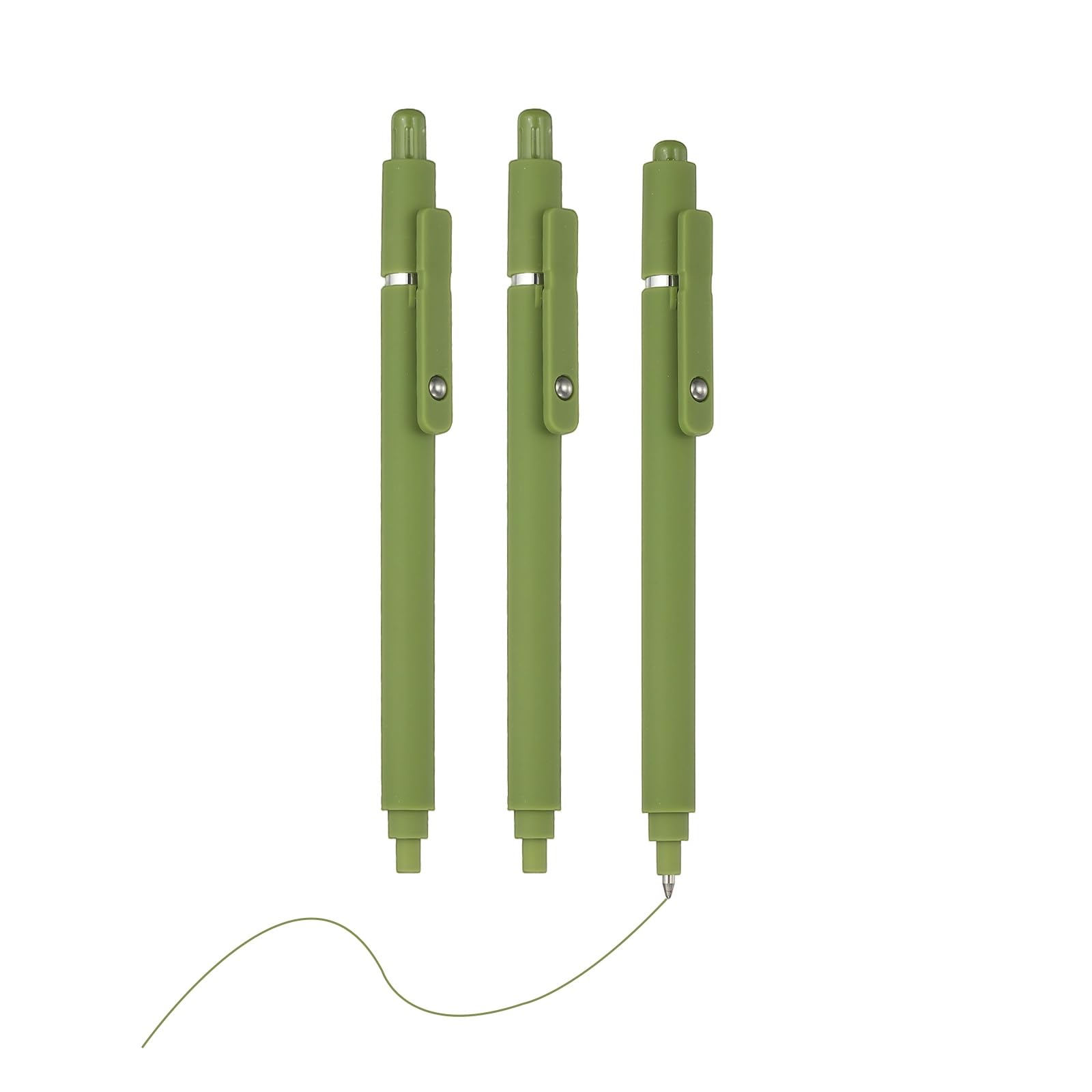 PATIKIL 3 Pack Retractable Pens 0.5mm, Green Gel Ink Pens Retractable Ballpoint Pen Fine Point Smooth Writing Cute for Office Home Supplies Journaling Notebook Gifts, Green