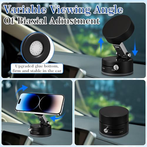 Image of Kingdder Vacuum Magnetic Suction Phone Holder Updated 360 Rotatable and Foldable Magnetic Phone Mount Stand for Car, Gym(Drip Glue,Black)