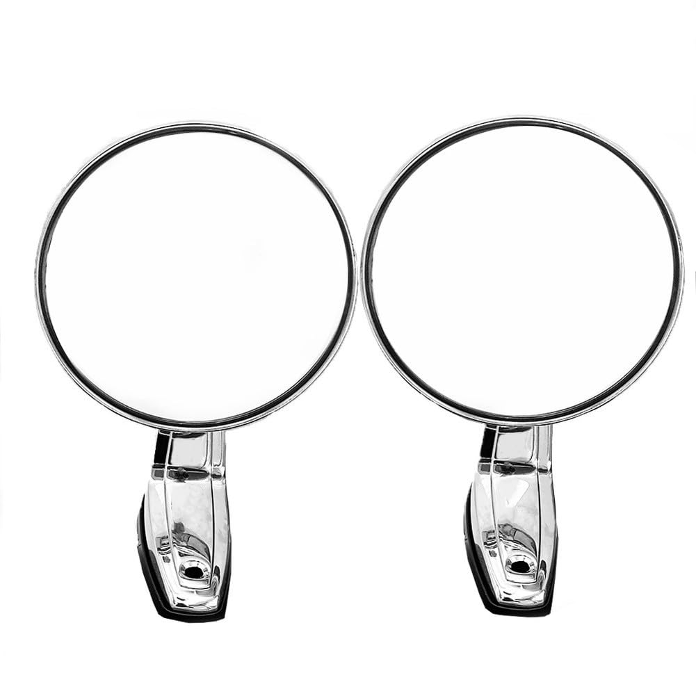 Lot de 2 rétroviseurs ronds vintage en acier inoxydable pour voitures classiques Argenté