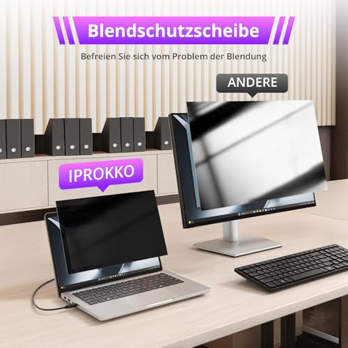 IPROKKO 360° Blickschutzfolie für 13.3 Zoll, 16:9 Seitenverhältnis Anti Blaulicht Blendschutz Blickschutzfolie Displayschutz Blickschutzfilter für 13.3 Hp/Dell/Acer/Lenovo/ThinkPad/Asus