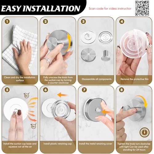 MOTAIPEAK Suction Cup Hooks for Shower,Removable Shower Towel Suction Hooks for Bathroom Wall,Kitchen,Glass,Mirror,Tile to Hang Robes,Loofah-Silver(4-Pack) by MOTAIPEAK - Used condition - Image 5