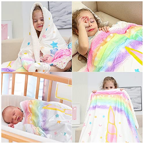 WERNNSAI Einhorndecke - 125 x 150 cm Sherpa Fleece Flauschige Kuscheldecke für Mädchen Kinder Baby Shower Geburtstag Geschenke Sofa Couch Wohn Bett Decken Sofaüberwurf überwurf Decke - Image 5