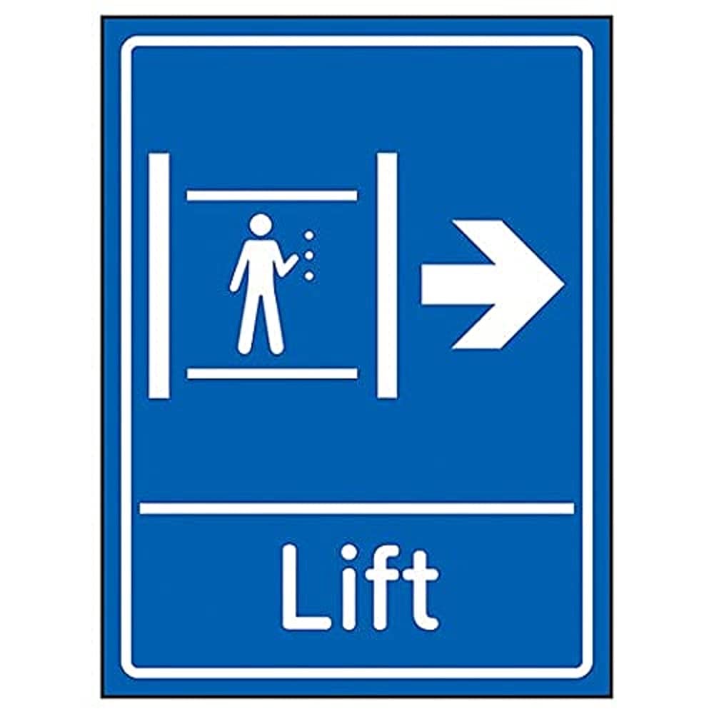 VSafety Pfeil-Schild Rechts – 150 X 200 Mm, Aluminium-Effekt Kunststoff, Für Aufzug-Beschilderung & Navigation