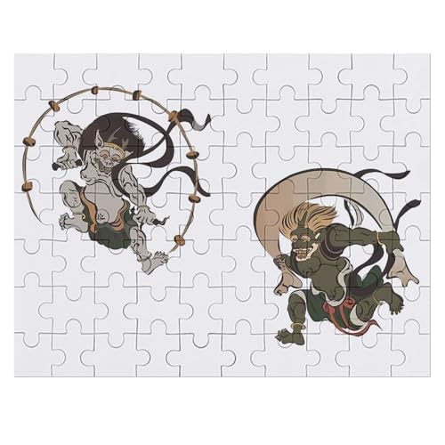 風神と雷神 浮世絵 和風 木製パズル パズル 娯楽 知育玩具 ストレス軽減 減圧 ジグソーパズル 装飾 室内装飾 壁飾り 誕生日プレゼント 初心者向け 子供 大人 70 PCS