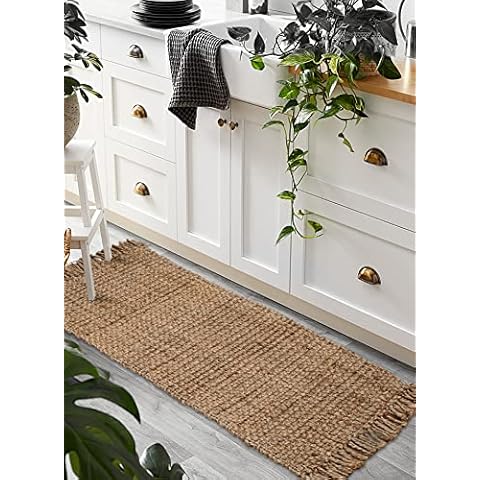 THE BEER VALLEY Hand Woven Jute Rug, 2'x3' - Natural, Reversible Farmhouse Accent Rugs for Living Room, Kitchen, Bedroom - 24x36 Inches Cover