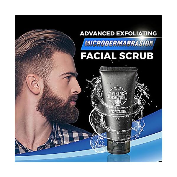 Viking Revolution Microdermabrasion Face Scrub for Men - Facial Cleanser for Skin Exfoliating, Deep Cleansing, Removing Blackheads, Acne, Ingrown Hairs - Men's Face Scrub for Pre-Shave (1 Pack)