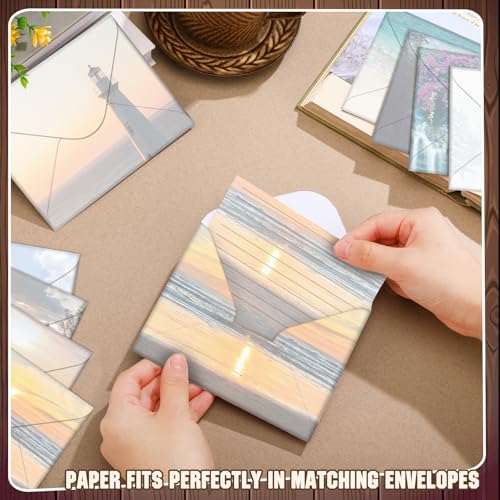 Image of TaoBary 160 Pcs Scenic Nature Stationery Paper and Envelopes Set