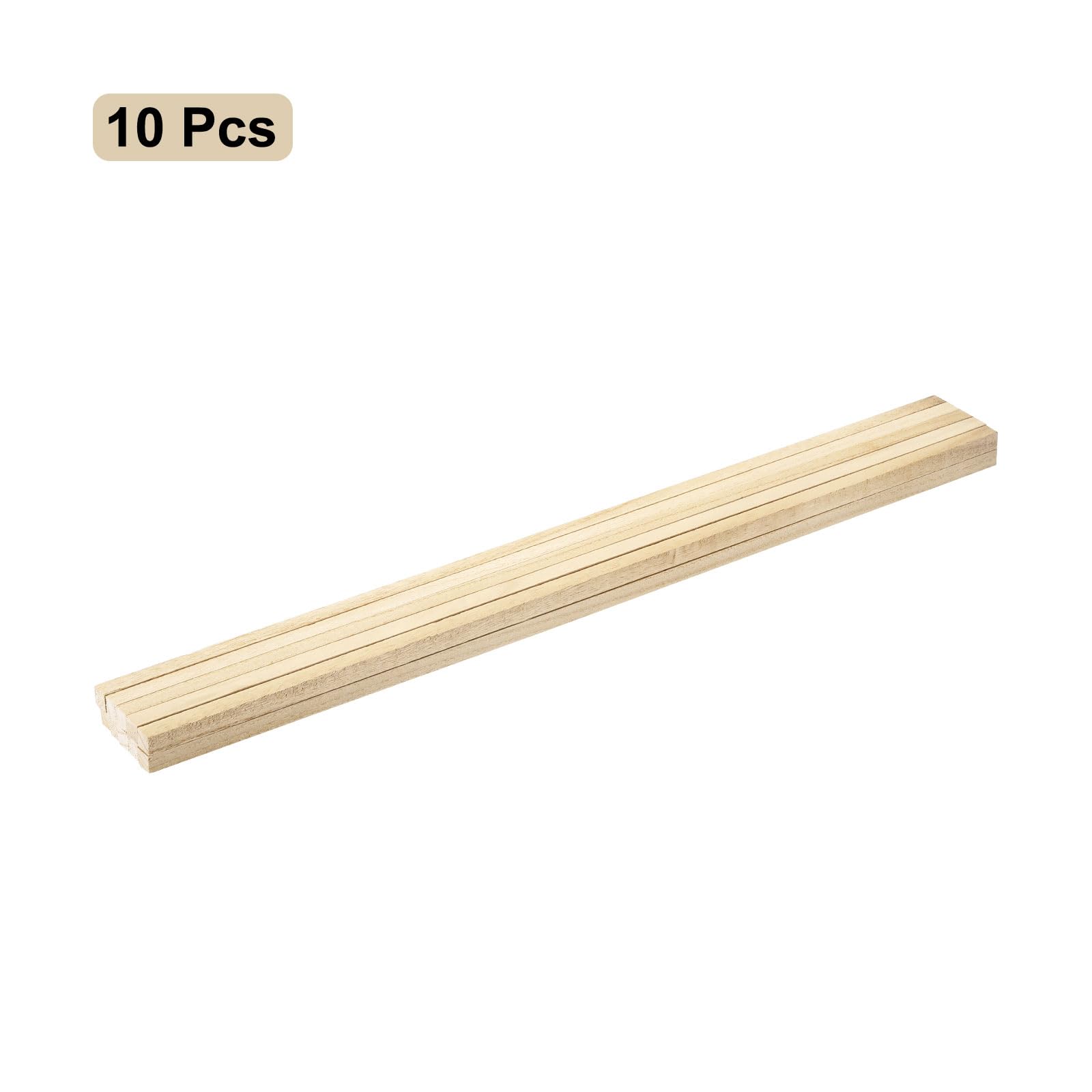 Sourcing Map Lot de 10 bâtons carrés en bois - 50,8 x 1 x 1 cm - Tige en bois dur brut - Pour loisirs créatifs
