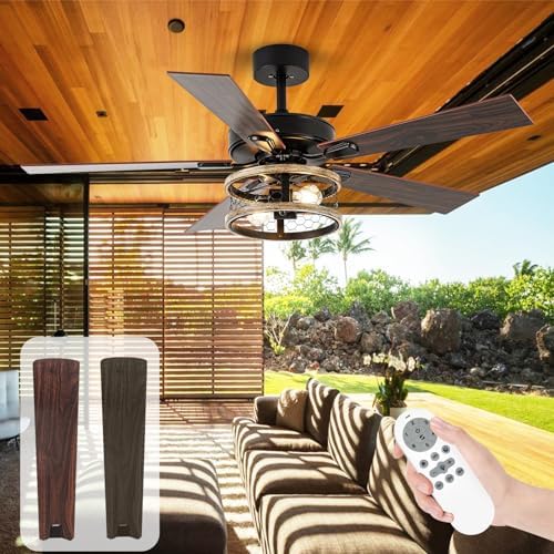 Amazon.com: 52 Inch Farmhouse Ceiling Fan with Lights, Rustic Outdoor ...