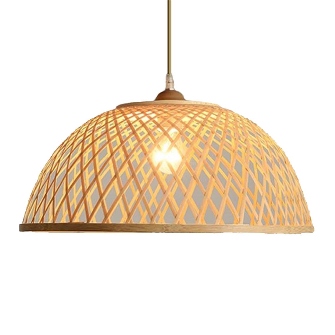 LQZCXMF Southeast Asia Style Bamboo Basket Pendant Lamp Shade Handmade Wicker Lantern 17.7”Boho Rattan Chandelier Light Fixtures for Bedroom, Living Room, Entryway, Foyer (1pack)