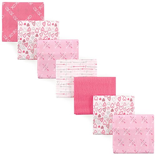Image of Luvable Friends Unisex Baby Cotton Flannel Receiving Blankets, Love 7-Pack, One Size