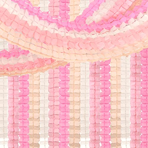 Image of Pink-White Peach Party-Decorations Streamers Garland - 157Ft Four-Leaf Clover Hanging Banner,Wedding Girl Birthday Baby Bridal Shower Engagement Bachelorette Decor Hugtmr