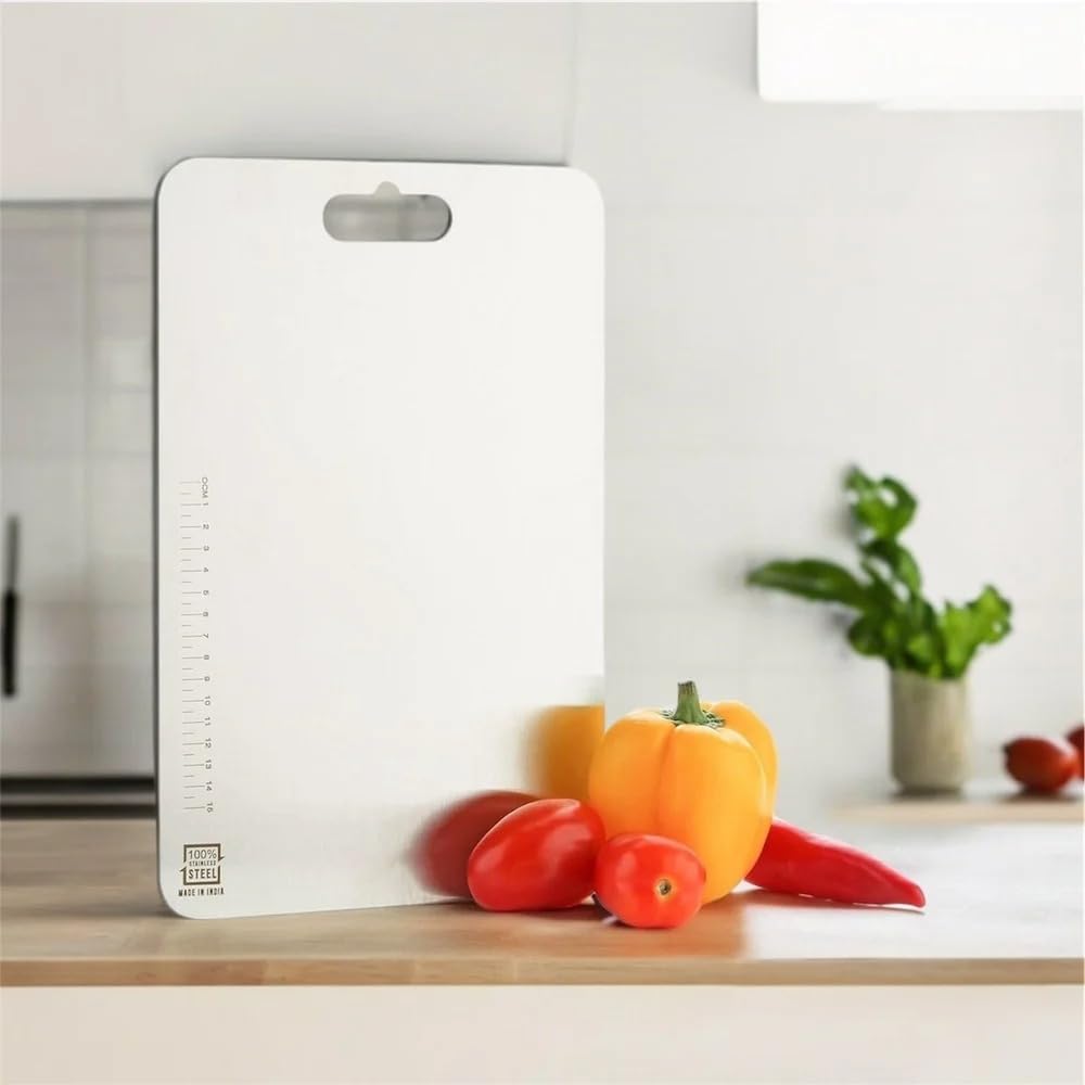 See full amazon price history chart for Stainless Steel Chopping Board for Kitchen - Heavy-Duty, Easy to Clean, Multipurpose Cutting Board for Vegetables, Fruits, Meat, Bread. Premium Metal Chopping Board (Large) (35.5CM X 25.4CM X 0.1CM) Stainless Steel Chopping Board for Kitchen - Heavy-Duty, Easy to Clean, Multipurpose Cutting Board for Vegetables, Fruits, Meat, Bread. Premium Metal Chopping Board (Large) (35.5CM X 25.4CM X 0.1CM) (B0DFY6C1CD) Amazon Price History, Amazon Price Tracker