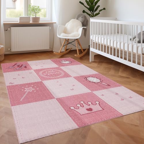 SIMPEX KinderTeppich, Prinzessin-Design, Teppich Rosa, 80 x 120 cm, Teppich für Kinder, Teppich...