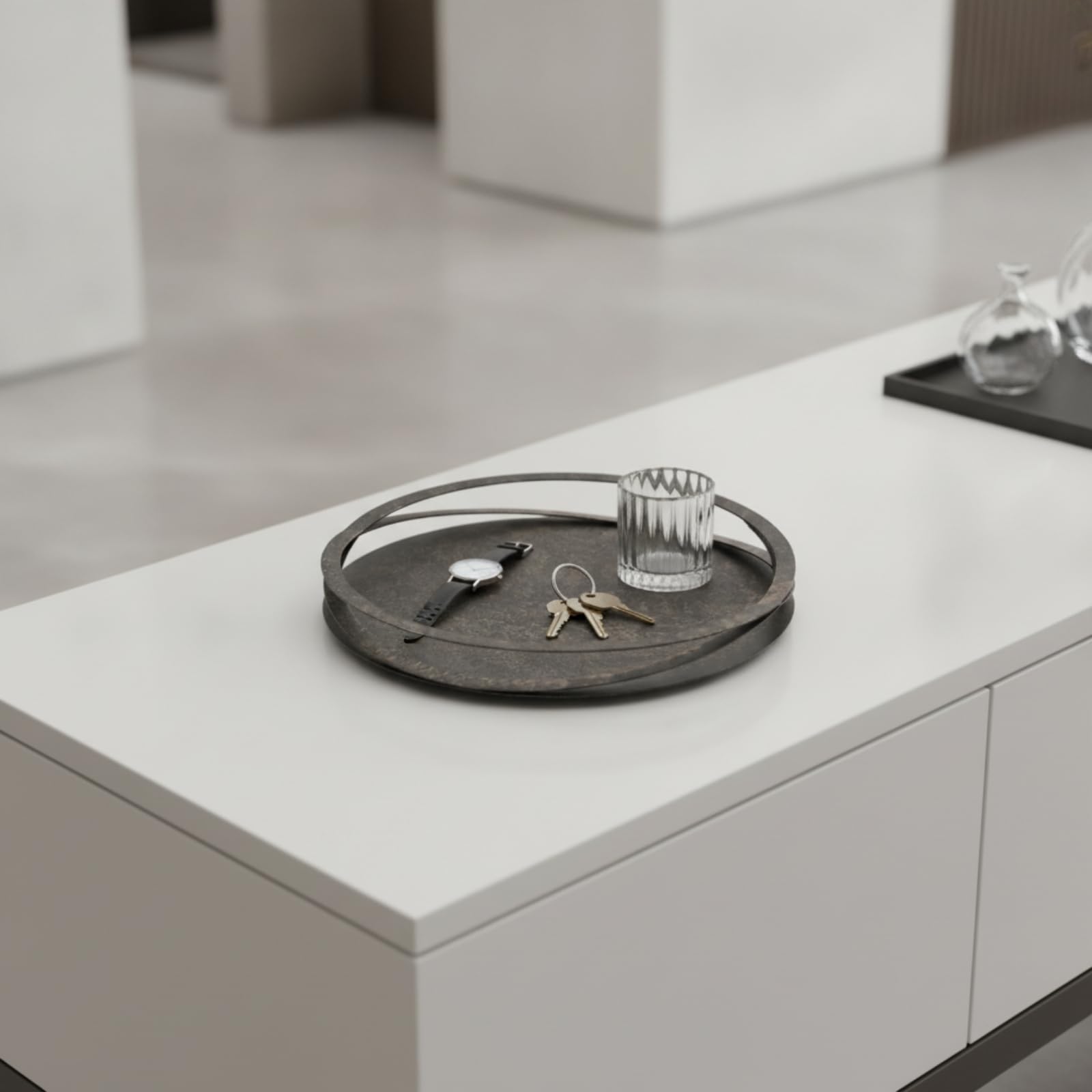 Dekotablett Rustikal Serviertablett Industrial Metalltablett Für Couchtisch, Esstisch