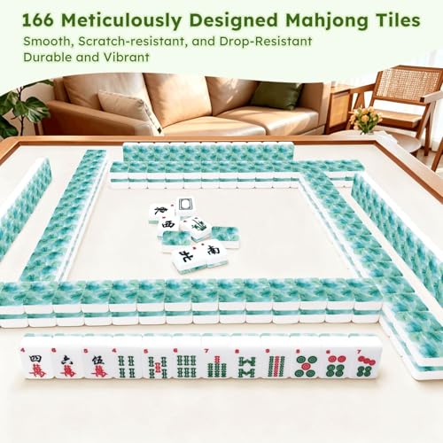 Set de Mahjong Americano con 166 fichas acrílicas y accesorios miniatura 7