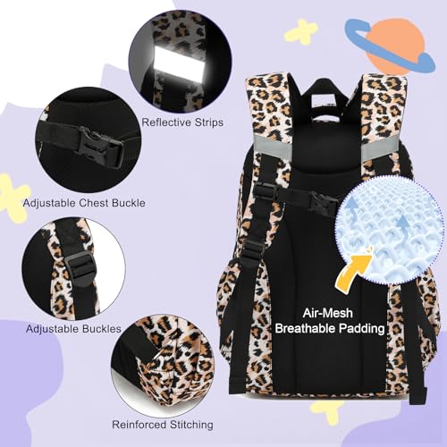 Leopard Backpack for Girls Refrigerator Door School Bag for Kids Teen Women Casual Travel Daypacks4