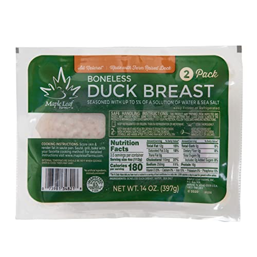 Maple Leaf Farms All Natural Boneless Duck Breast, 14 oz, 2 Pack (7 oz each)