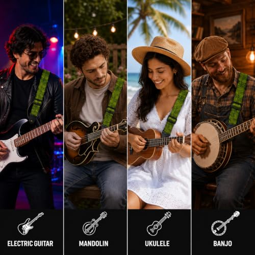 Image of MOCKING BIRD Guitar Belt with guitar wall mount hanger Adjustable Buckle Guitar strap for acoustic Guitar Electric Guitar bass Guitar Hanger with Colourful Plectrum picks
