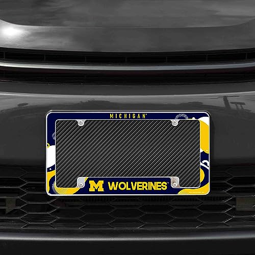 Rico Industries AFC220040B Ncaa Michigan Wolverines Wave 12 Inch X 6 Inch Chrome All Over Automotive License Plate Frame thumb #1