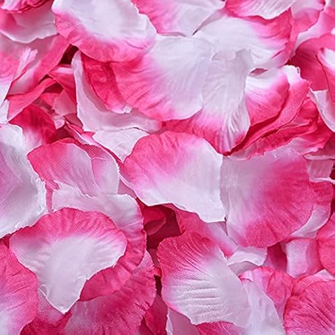 Simulated Petal Artificial Red Rose Flower Petals for Romantic Night Valentine's Day Weddings Event Party Valentine Decor 2000pcs (Pink-White) Cover