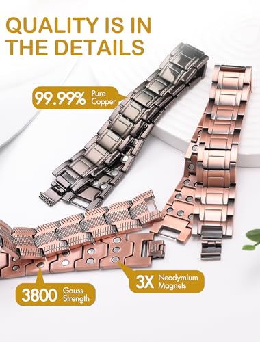 Image of Feraco Copper Magnetic Bracelets for Men,Pure Copper Jewelry Gift