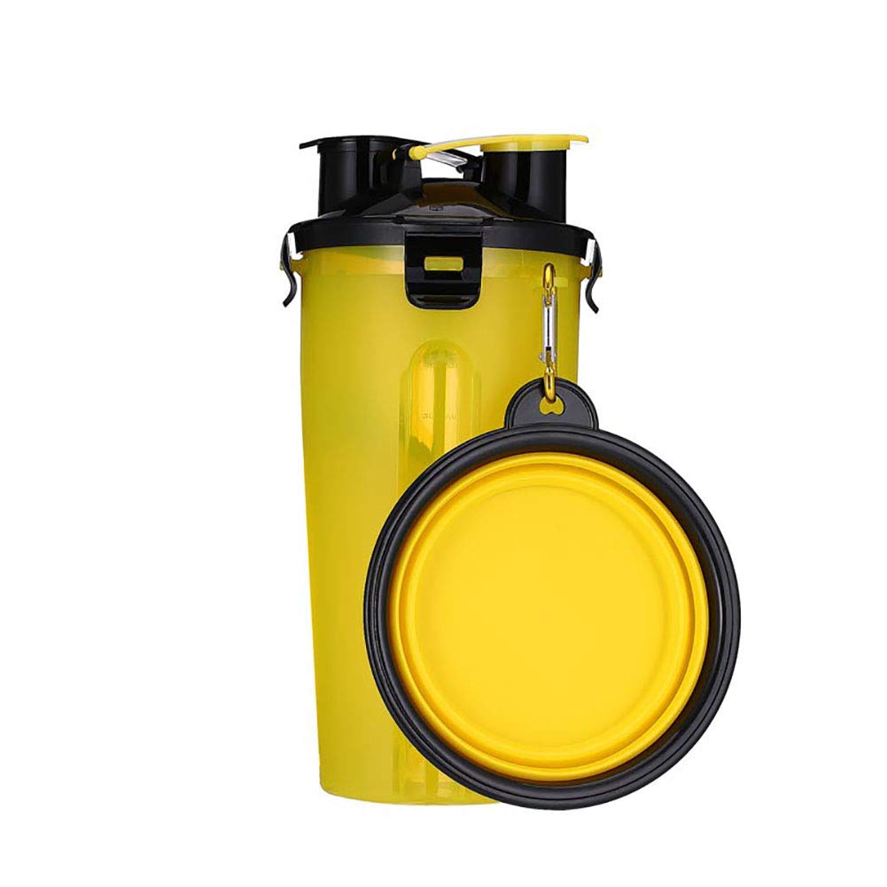 Pet Water Bottle, Portable Travel Dog Food Container and Dog Water Bottle 2 in 1 Leak Proof Cup with 2 Collapsible Dog Bowls for Outdoor Walking Travelling Hiking Camping