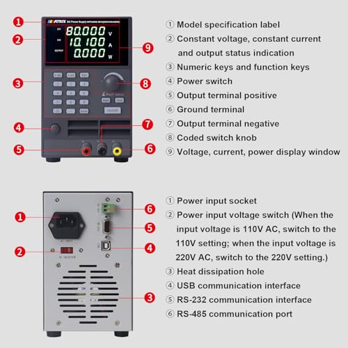 Image of MATRIX Wide Range Programmable DC Power Supply WPS300S-80-10, 80V 10A 300W Adjustable Power Supply with 1mV /0.1mA Resolution and USB, Bench Power Supply Variable with List Output and 9 Groups Storage
