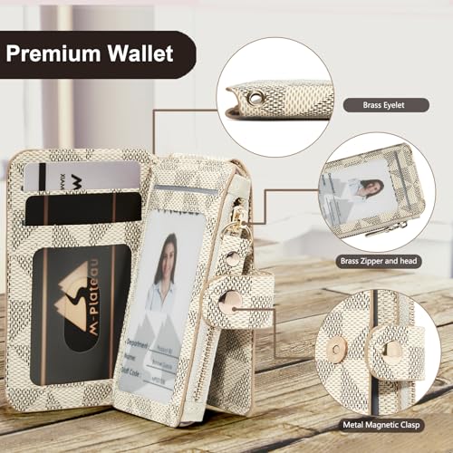 M-Plateau Card Cases, Leather Card & ID Cases,Credit Card Holder Wallet Small Card Case Wallet: Wallet Women Small Premium PU Leather, Slim Wallet for Travelling (off White)2