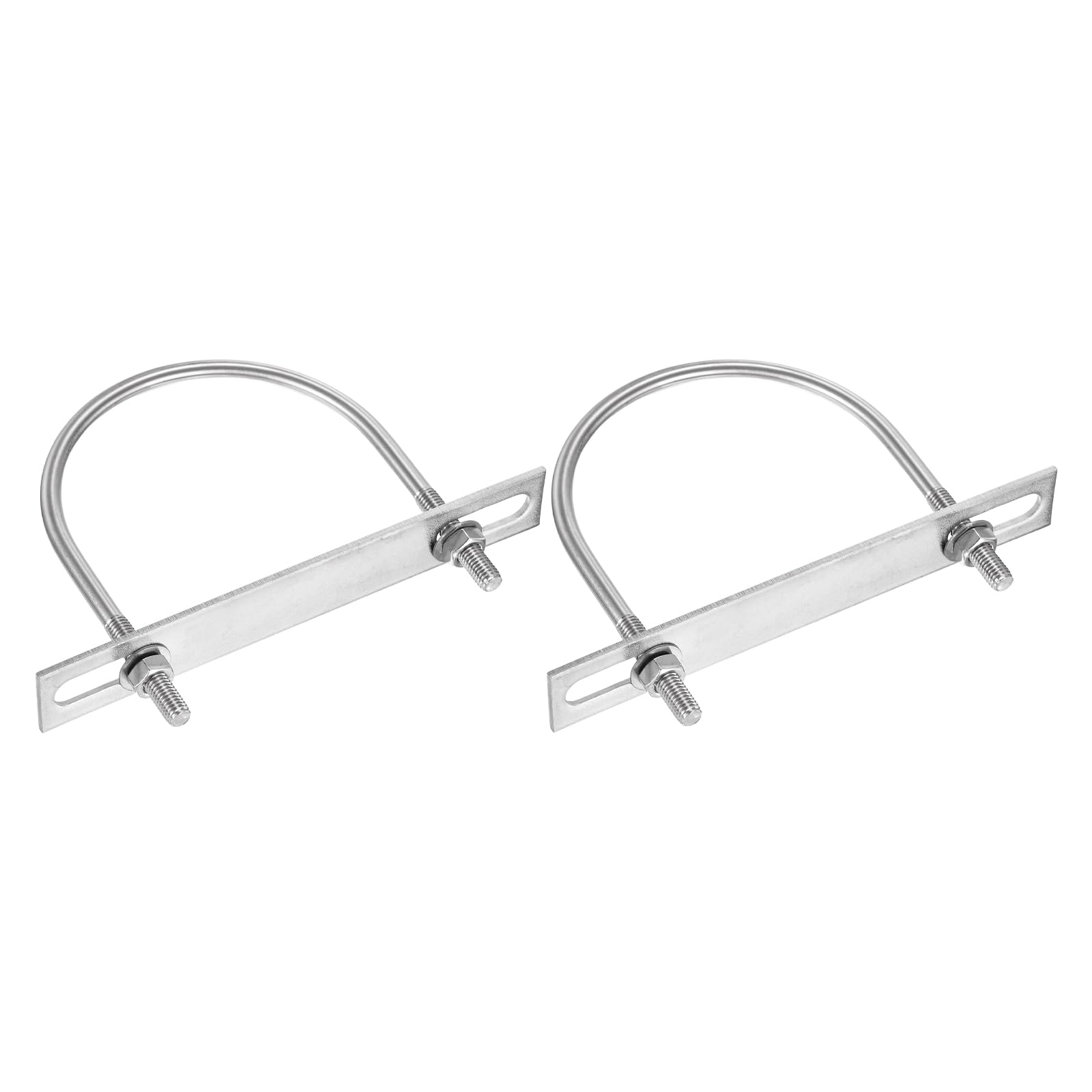 DTGN M8x102x129mm U Bolts Round Kit, 2Set, 304 Stainless Steel U-Bolt Kit with Nuts, Washers, Frame Plate