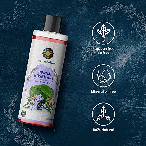 AYURVEDASHREE Henna Rosemary Hair Oil 200 ml, 6.76 fl oz with Neem Oil, Shikakai Oil, Bhringraj Oil, Amla Oil, Brahmi Oil, Sesame Oil, Olive Oil & Sunflower Oil… - Image 4