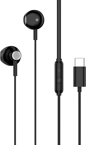 Wired In-Ear Earphones, Type-C Plug, Built-In Microphone, High Quality Sound, Black, 1.2m Cable TZ-HF05