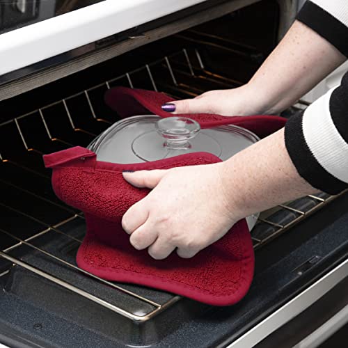 Ritz Premium Terry Pot Holders & Hot Pads Without Pocket (2-Pack), 8.5"X8.25", High Heat Resistance, 100% Cotton, Paprika Red #TOP3